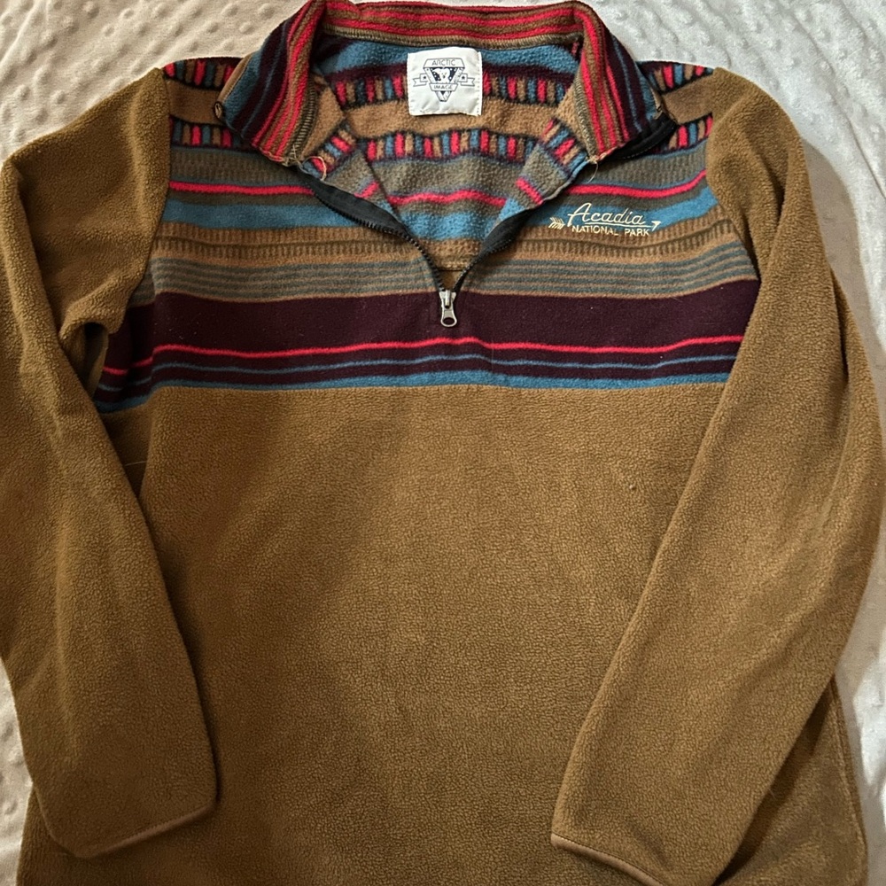 Men's Tan Quarter Zip-Up Sweater
